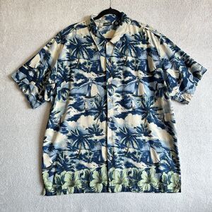 Cherokee Mens Tropical XL Camp Shirt Hawaiian 100% Silk Button Up Resort Wear